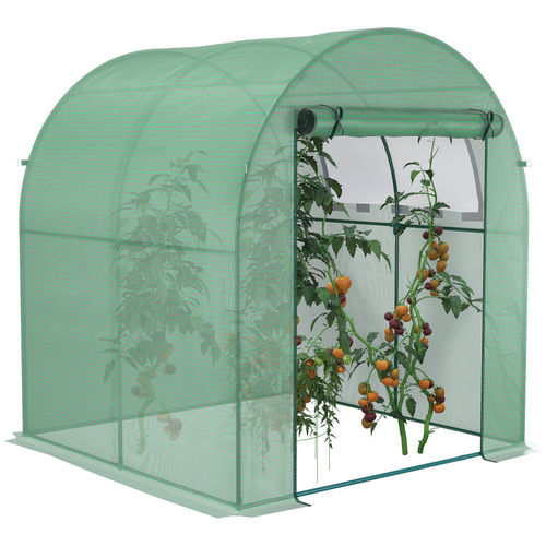 Polytunnel Greenhouse for Garden With Mesh Window and Steel Frame (1.8m x 1.8m x 2m)