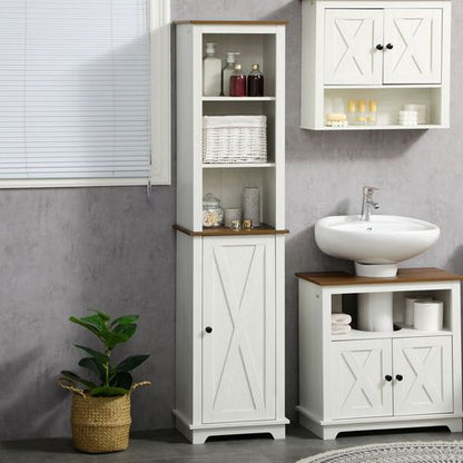 Tall Bathroom Cabinet Storage Cupboard with Door & Adjustable Shelves