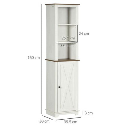 Tall Bathroom Cabinet Storage Cupboard with Door & Adjustable Shelves