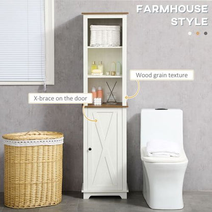 Tall Bathroom Cabinet Storage Cupboard with Door & Adjustable Shelves