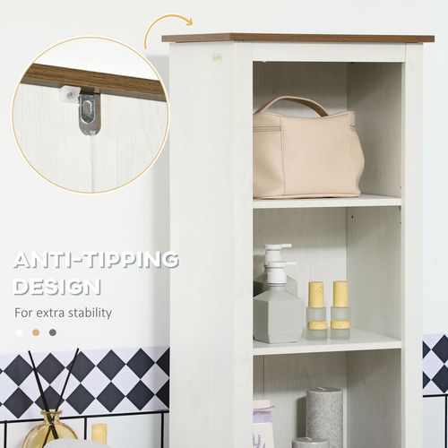 Tall Bathroom Cabinet Storage Cupboard with Door & Adjustable Shelves