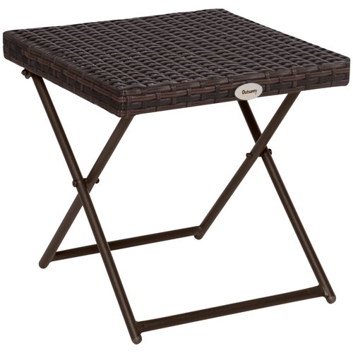 Folding Square Rattan Coffee Table Bistro Balcony in Steel