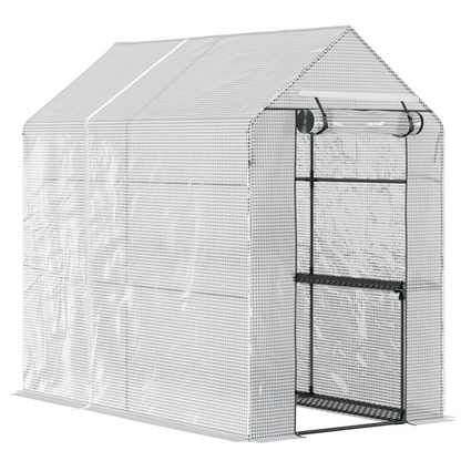 Walk in Garden Greenhouse with Shelves Steeple (186L x 120W x 190H cm) in White