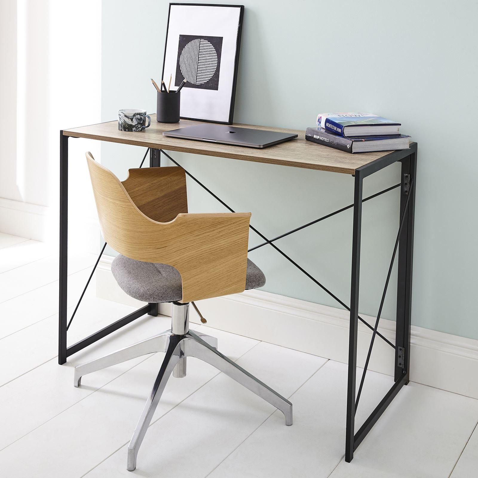 Compact Industrial Style Multi-Purpose Desk Folding Table – Magna Retail