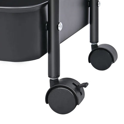 3-Tier Slim Metal Storage Trolley on Wheels - Black