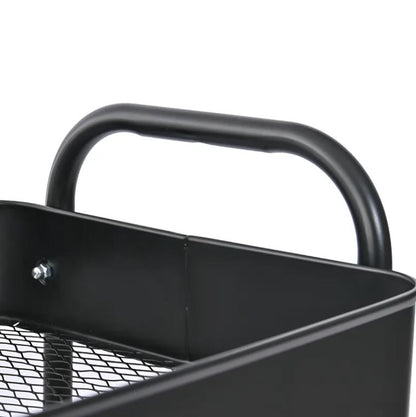 3-Tier Slim Metal Storage Trolley on Wheels - Black
