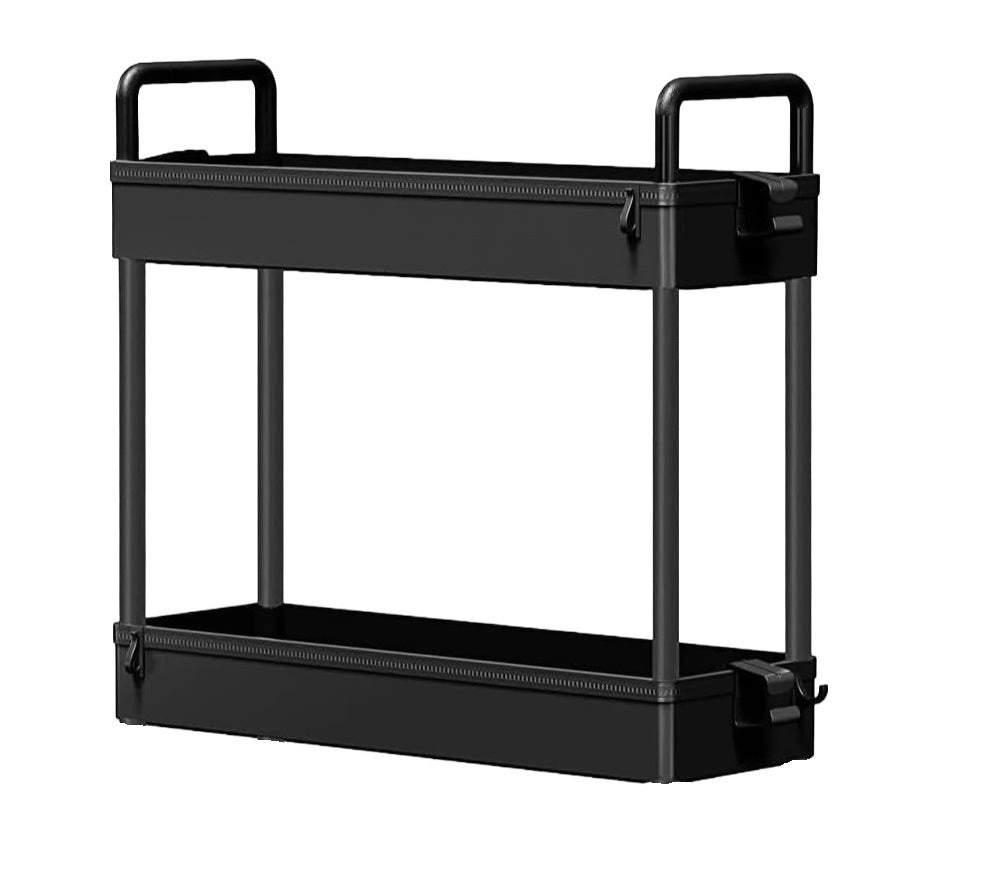 3-Tier Ultra Slim Storage Trolley with Cups - Black