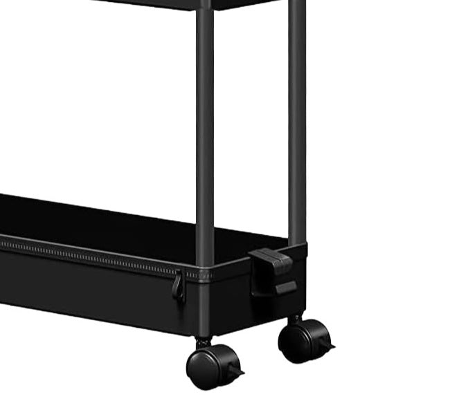 3-Tier Ultra Slim Storage Trolley with Cups - Black