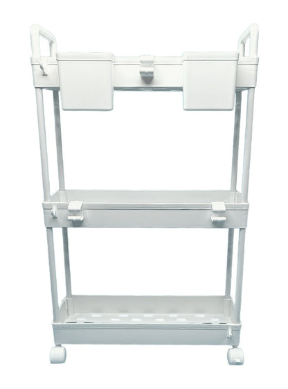 3-Tier Ultra Slim Storage Trolley with Cups - White