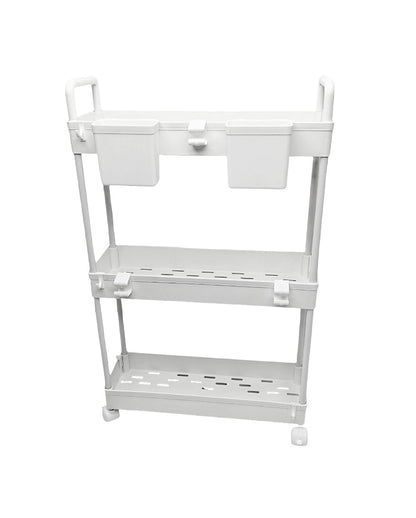3-Tier Ultra Slim Storage Trolley with Cups - White