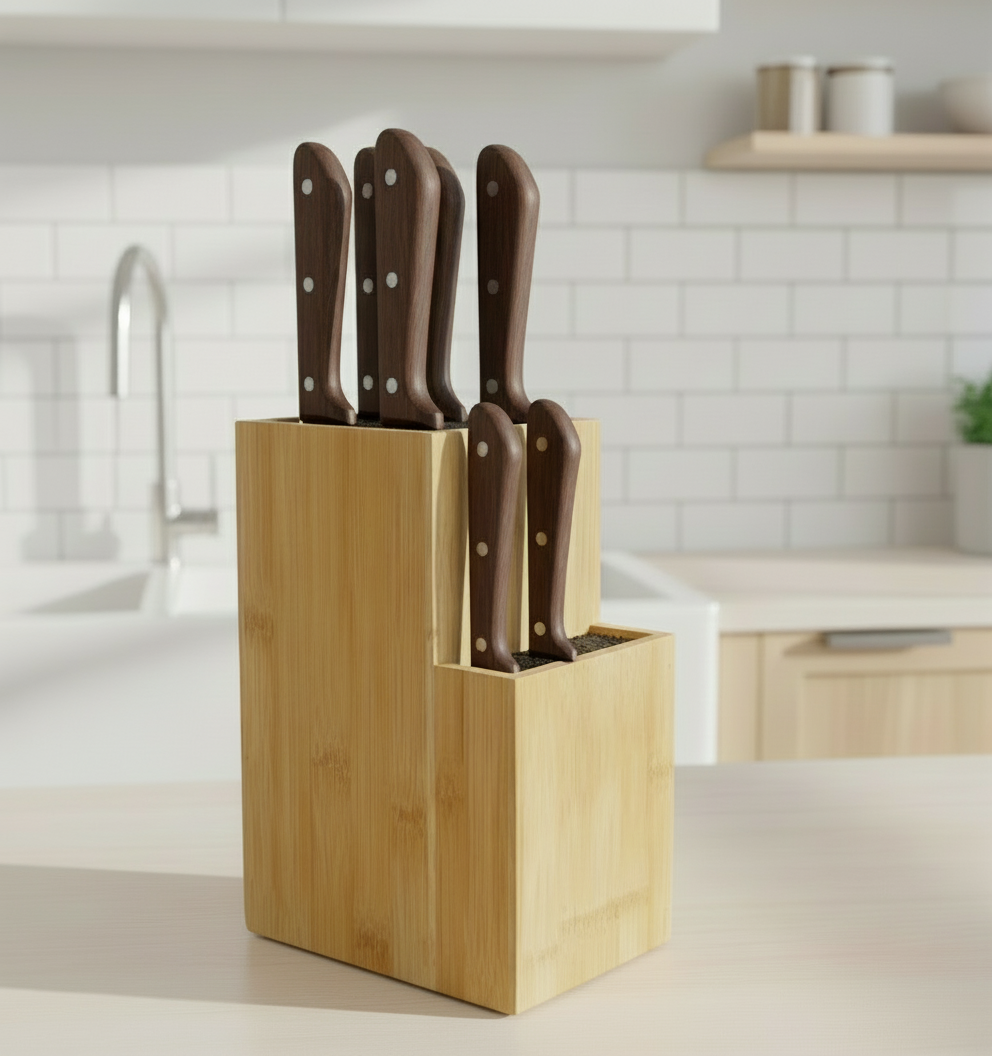 Universal Bamboo Knife Block