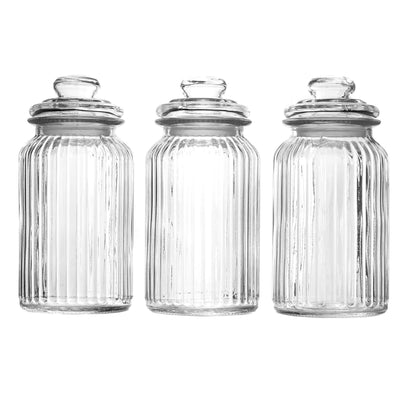 Vintage Airtight Glass Jars 1300ml - Set of 3
