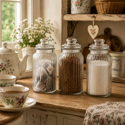 Vintage Airtight Glass Jars 1300ml - Set of 3