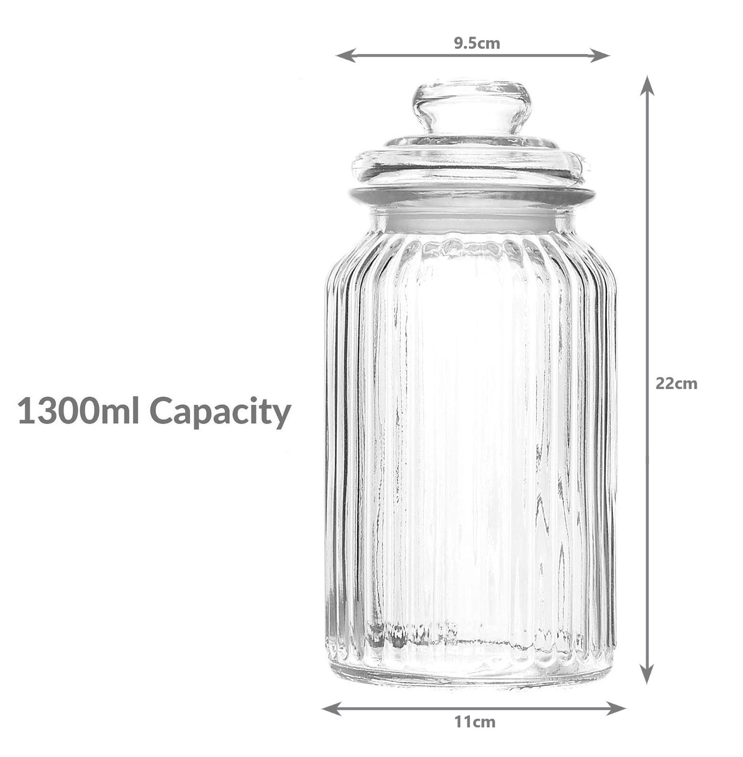 Vintage Airtight Glass Jars 1300ml - Set of 3