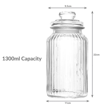 Vintage Airtight Glass Jars 1300ml - Set of 3