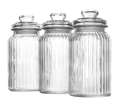 Vintage Airtight Glass Jars 1300ml - Set of 3