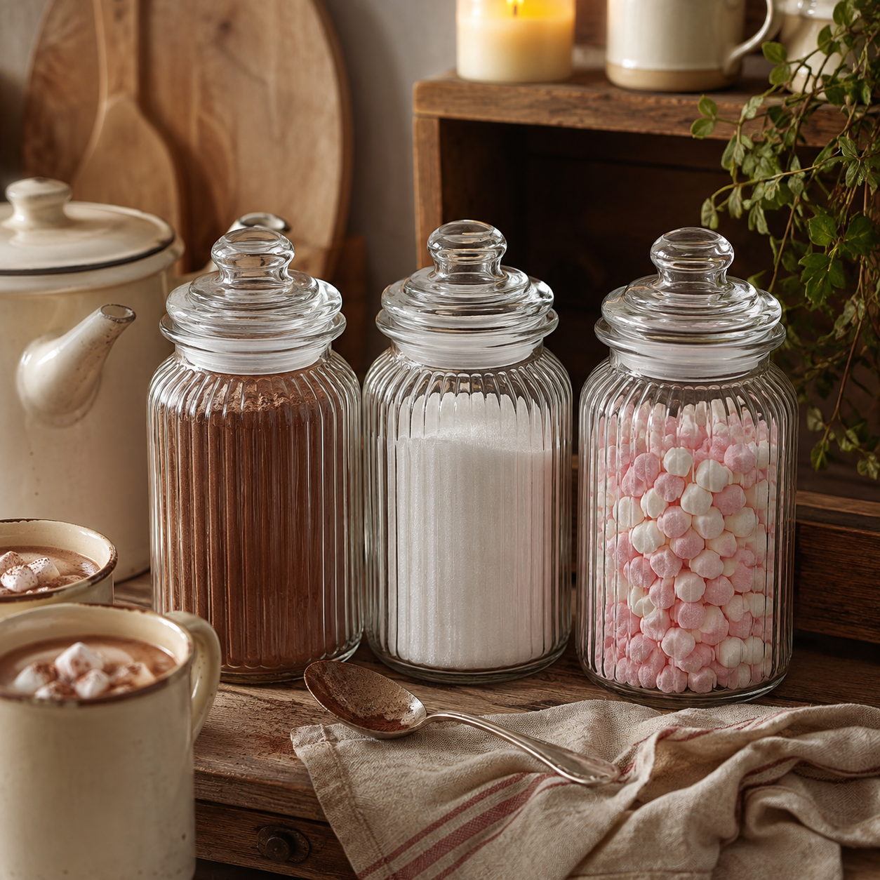 Vintage Airtight Glass Jars 1300ml - Set of 3