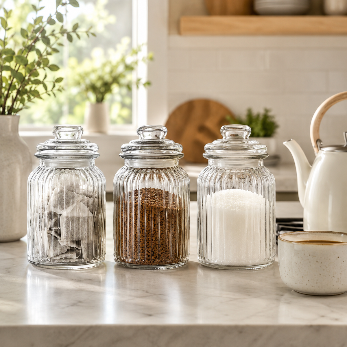 Vintage Airtight Glass Jars 990ml - Set of 3