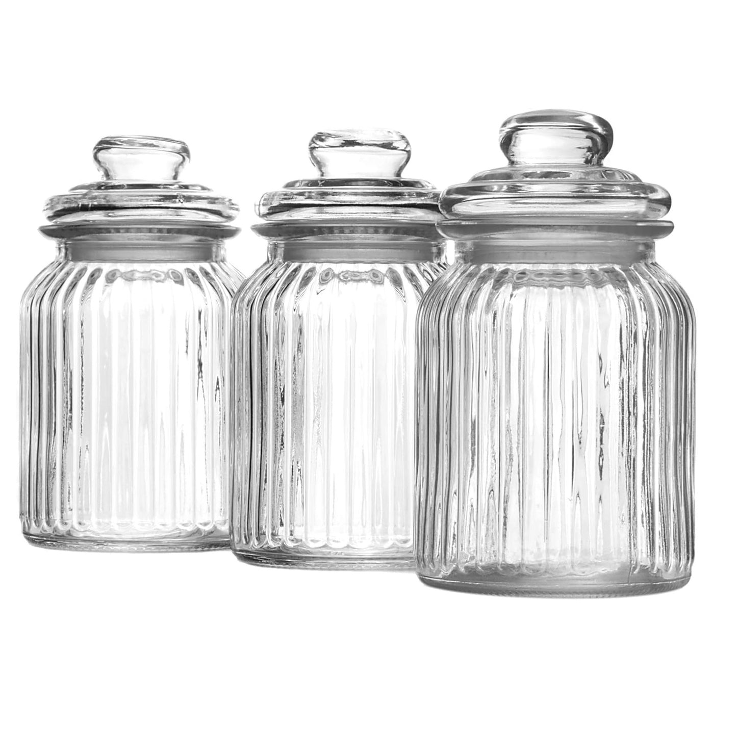 Vintage Airtight Glass Jars 990ml - Set of 3