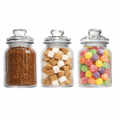 Vintage Airtight Glass Jars 990ml - Set of 3