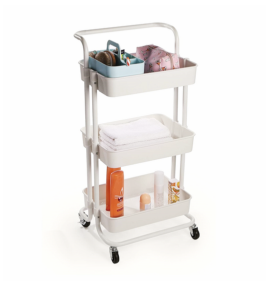 3-Tier Plastic Storage Trolley - White