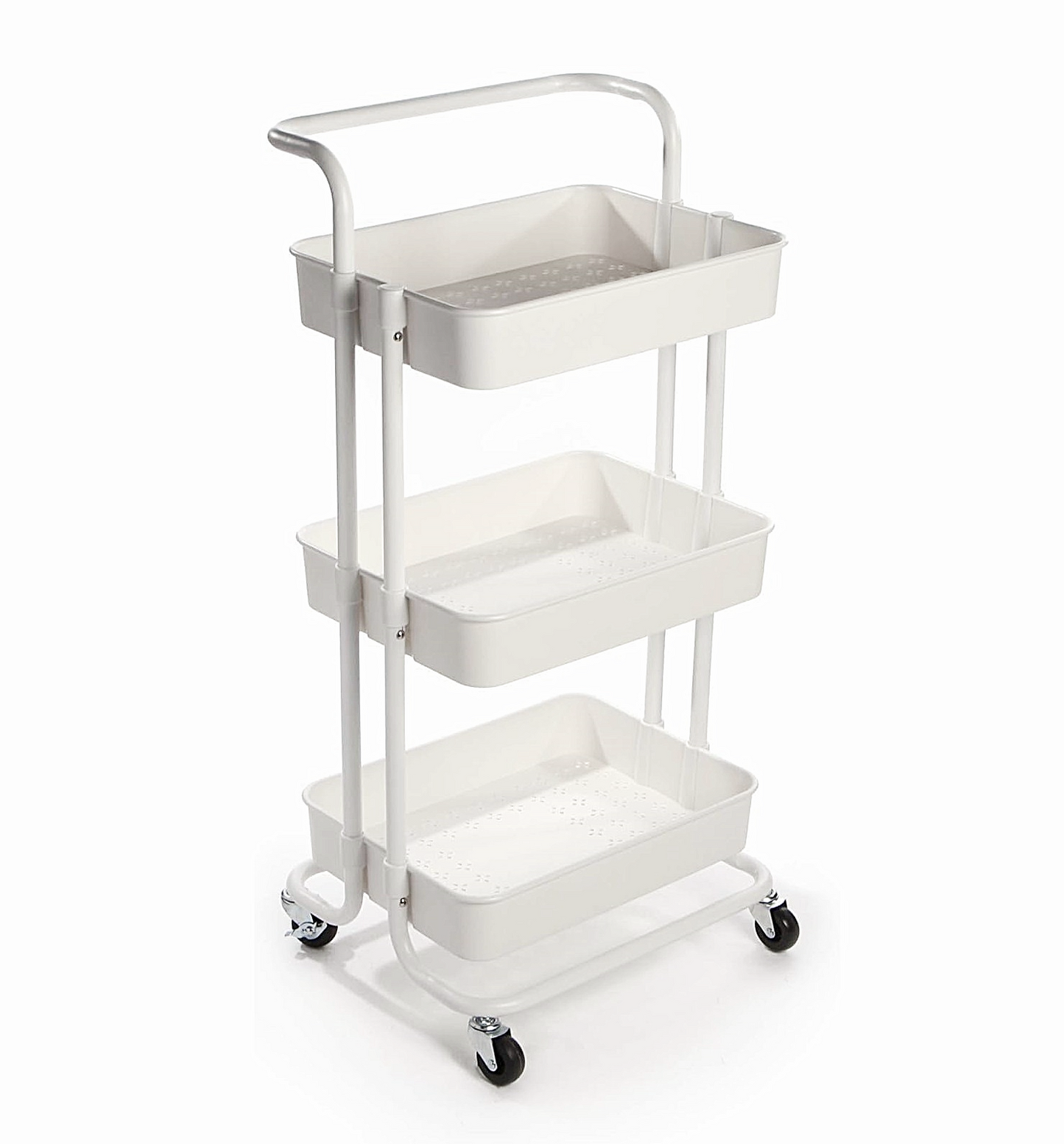 3-Tier Plastic Storage Trolley - White