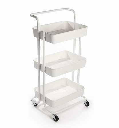 3-Tier Plastic Storage Trolley - White