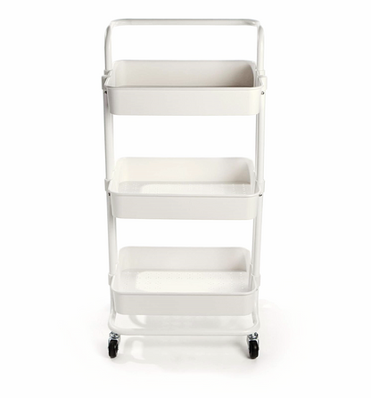 3-Tier Plastic Storage Trolley - White