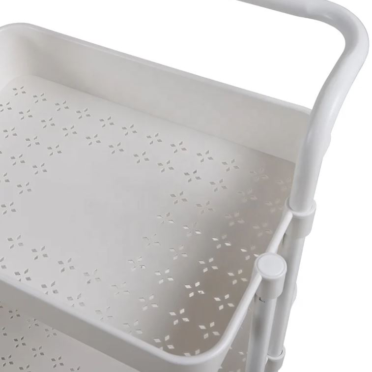 3-Tier Plastic Storage Trolley - White