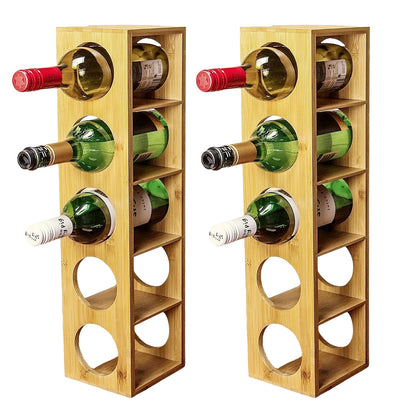 Bamboo 5 Bottle Wine Rack - Twin Pack
