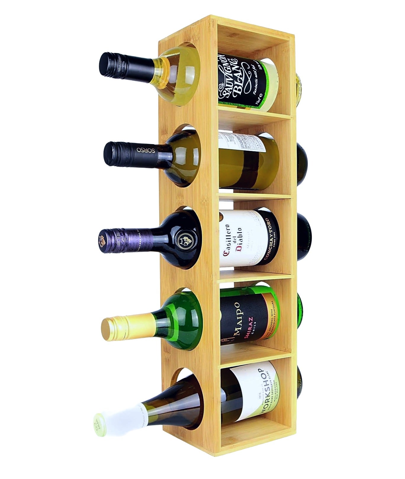 Bamboo 5 Bottle Wine Rack - Single Pack