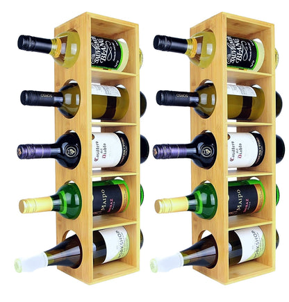 Bamboo 5 Bottle Wine Rack - Twin Pack