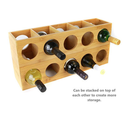 Bamboo 5 Bottle Wine Rack - Twin Pack