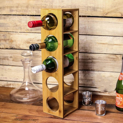 Bamboo 5 Bottle Wine Rack - Twin Pack