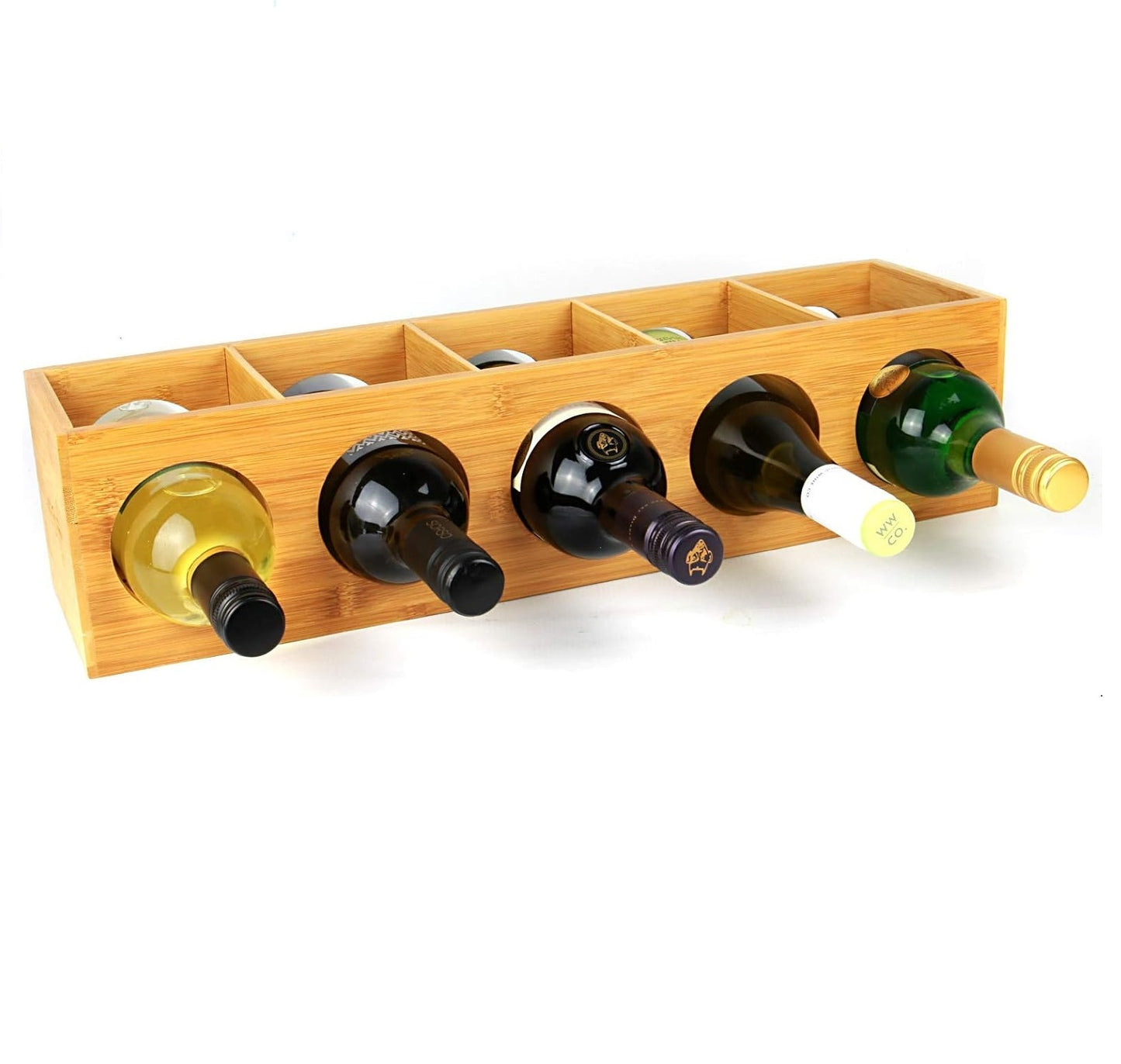 Bamboo 5 Bottle Wine Rack - Twin Pack