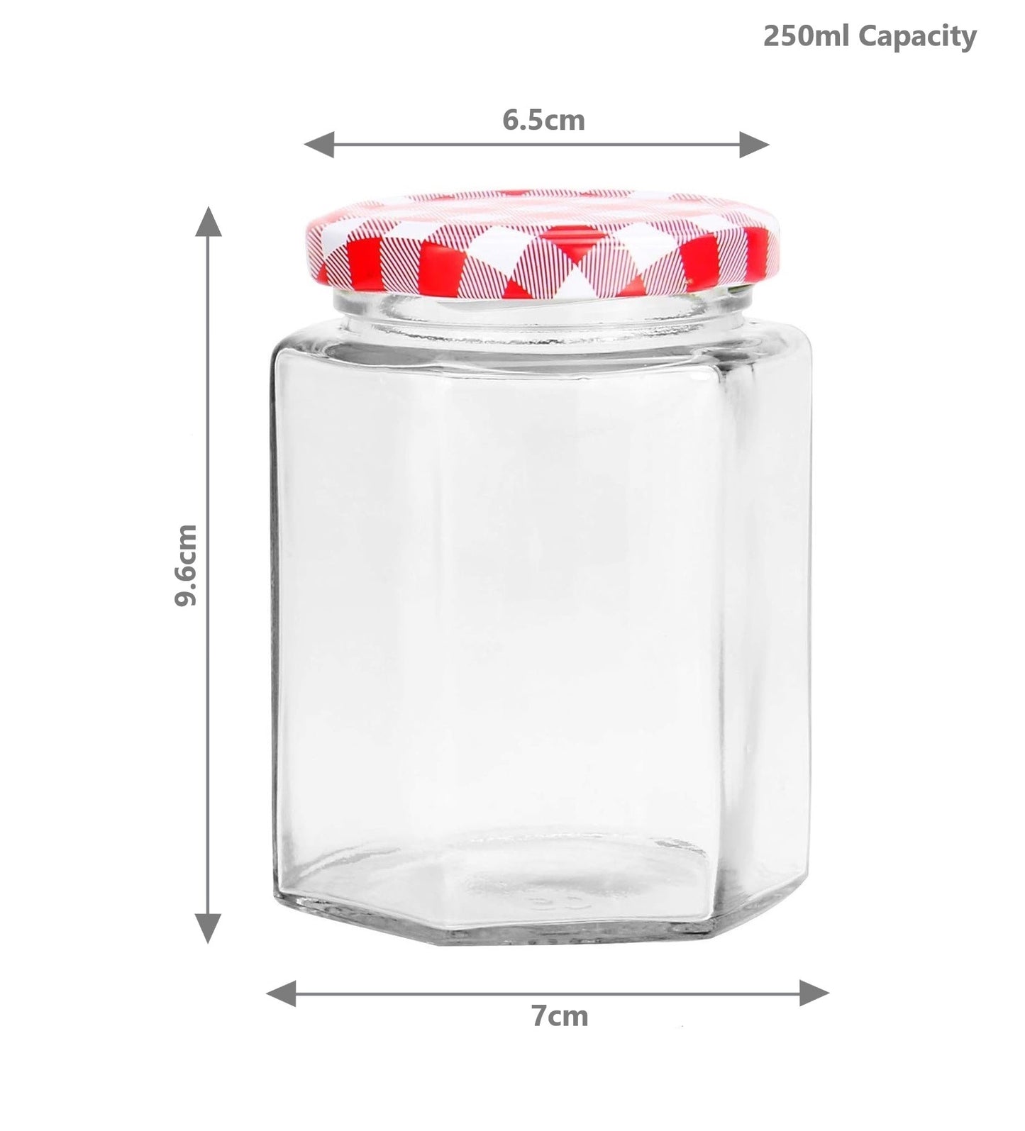 Hexagonal Jam Jars 250ml - Set of 24