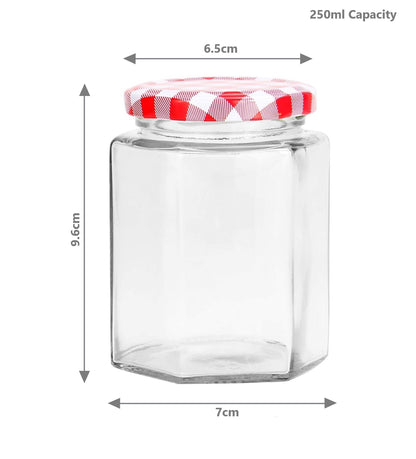 Hexagonal Jam Jars 250ml - Set of 24