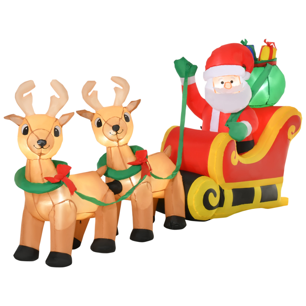 3.5ft Christmas Inflatable Santa Claus on Sleigh LED Indoor or Outdoor