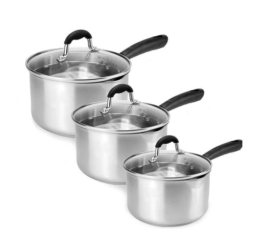 Stainless Steel Saucepans - Set of 3