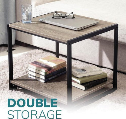 Rustic Coffee Table with Black Steel Frame