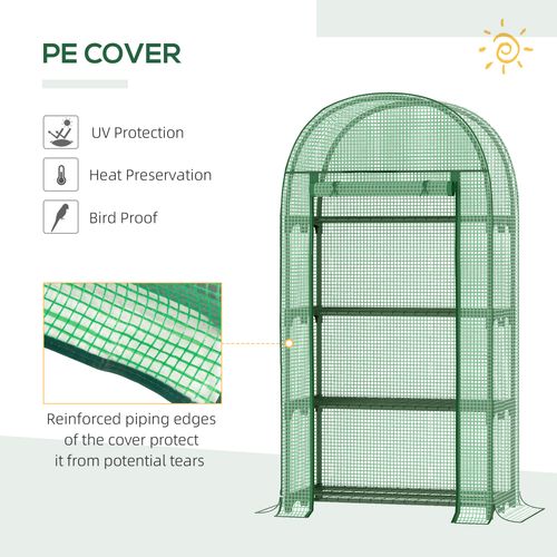 Mini Greenhouse with Storage Shelf in Green