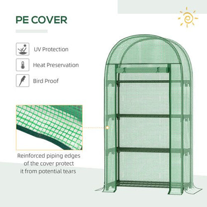 Mini Greenhouse with Storage Shelf in Green