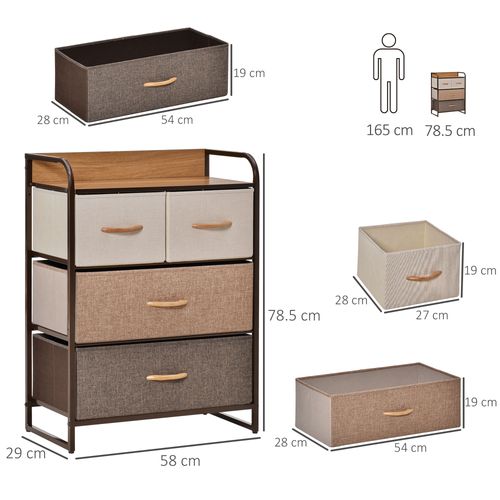 Closet Dresser Tower with 4 Easy Pull Fabric Drawer & Steel Frame