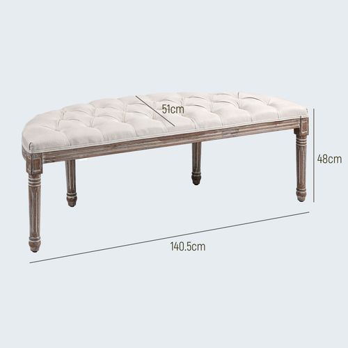 Half-Circle End Bench Ottoman Footstool Seat Cream