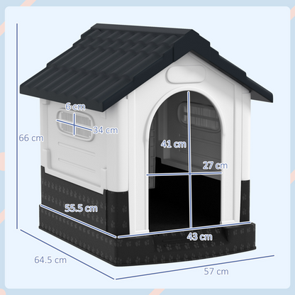Dog Kennel for Outside for XS Dogs (64.5cm x 57cm x 66cm) in Grey