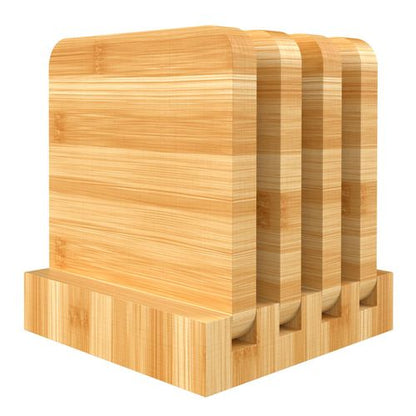 4 Bamboo Coasters & Stand