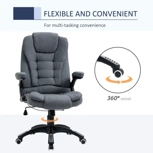 High-Backed Computer Desk Chair with Arms Swivel Wheels in Dark Grey