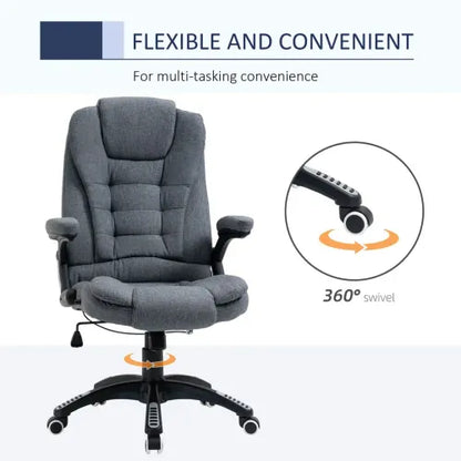 High-Backed Computer Desk Chair with Arms Swivel Wheels in Dark Grey