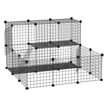 Pet Playpen DIY Small Animal Cage for Rabbit Ferret Chinchilla Guinea Pig - Black