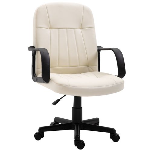 PU Leather Office Chair Swivel in Cream & Black